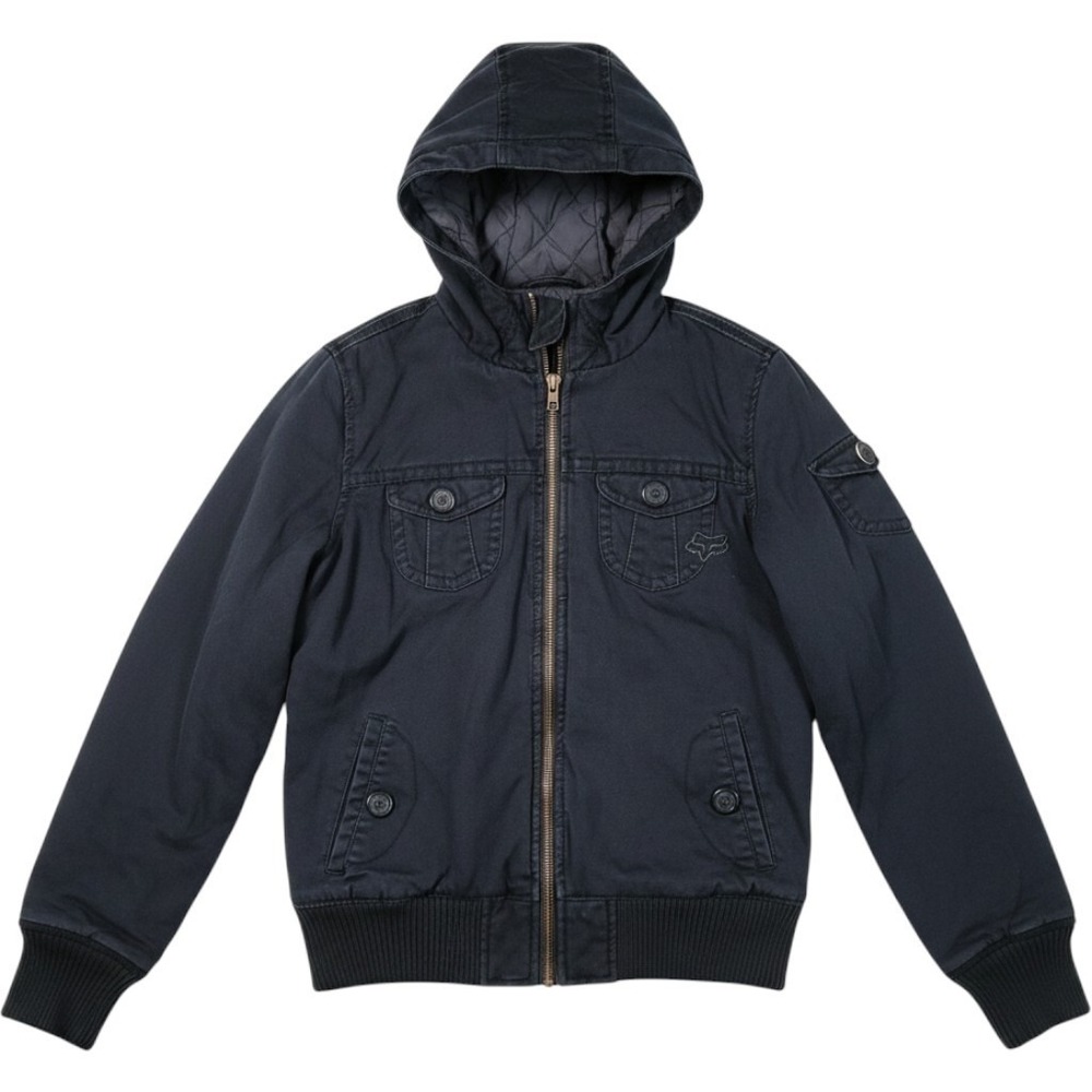 Fox Racing Hooded Bomber Jacket Women's Medium Black Y2K Cotton Moto
